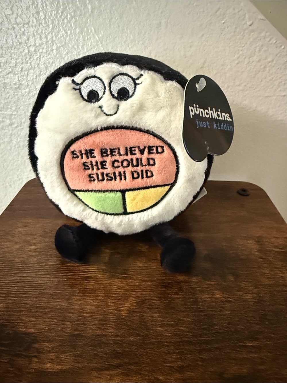 Punchkins Plush Sushi Toy - White, Black, Peach, Green, Yellow